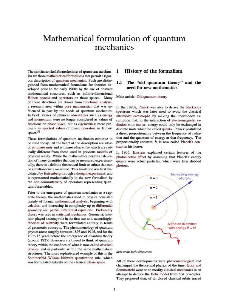 Mathematical Formulation of Quantum Mechanics | PDF | Schrödinger ...