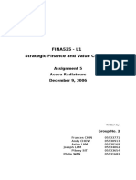 FFA535 - Strategic Finance and Value Creation Assignment 5 Acova Radiateurs