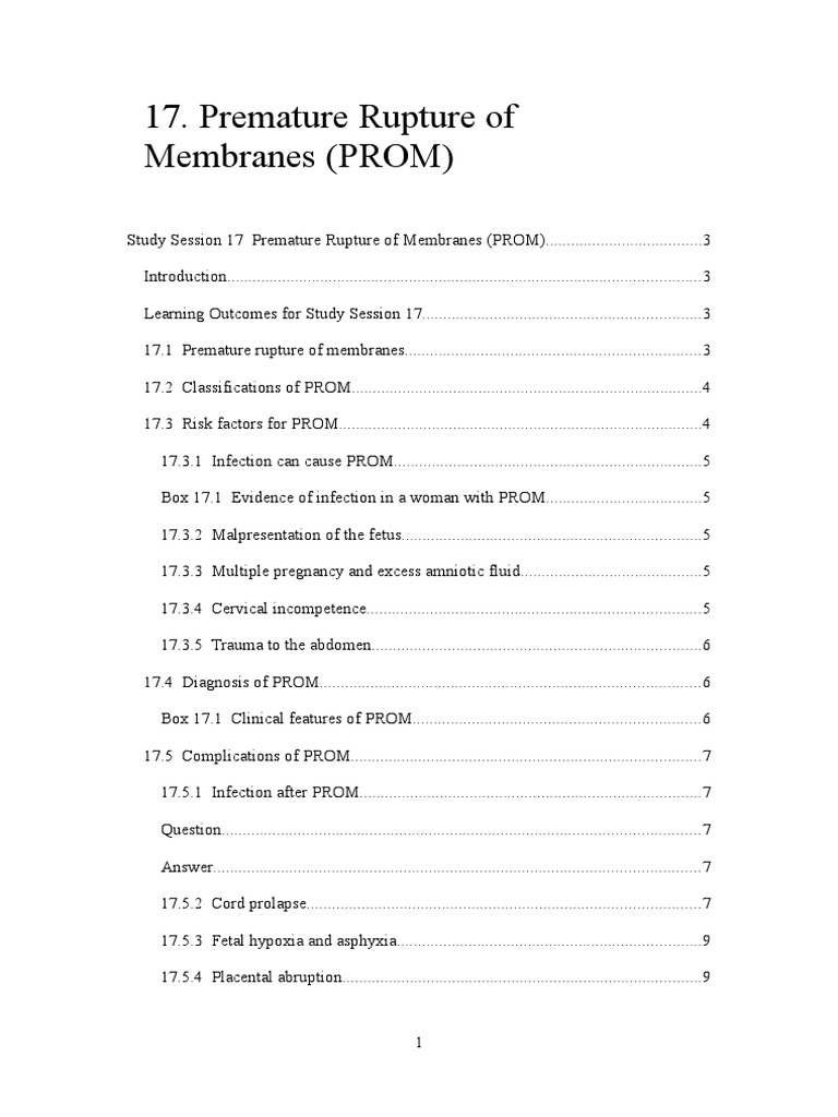 Complications of Premature Rupture of Membranes | PDF | Childbirth ...