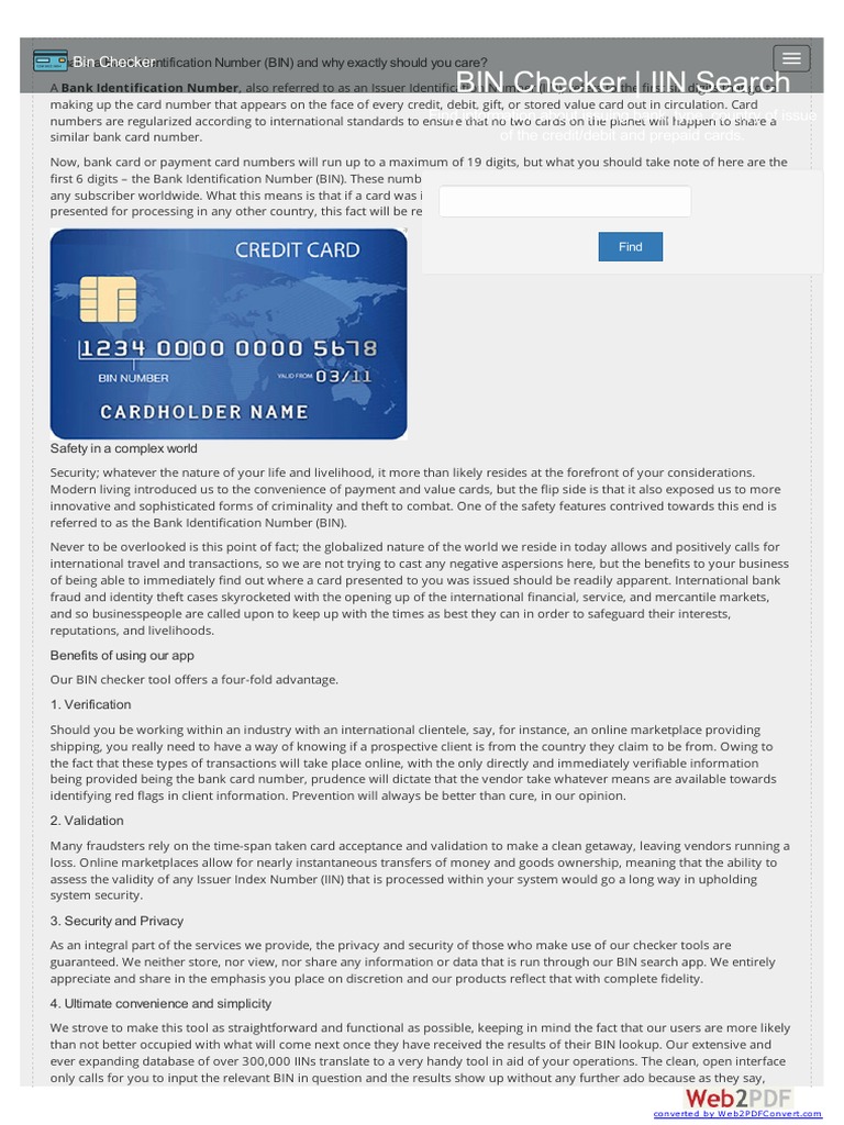 Bin Checker Guide PDF Stored Value Card Debit Card