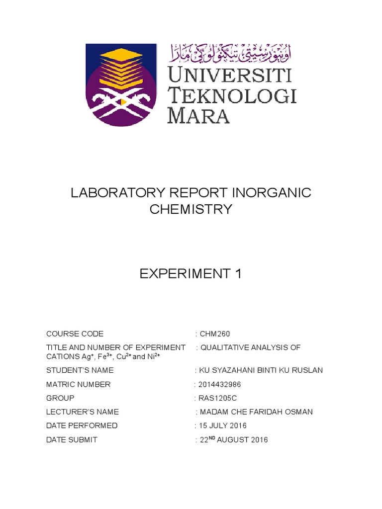 Exp 2 chm361 | PDF | Precipitation (Chemistry) | Chemical Elements