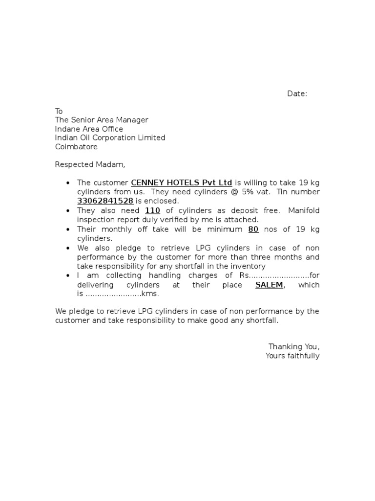 Distributor Request Letter for Direct Supply, 5 Filled