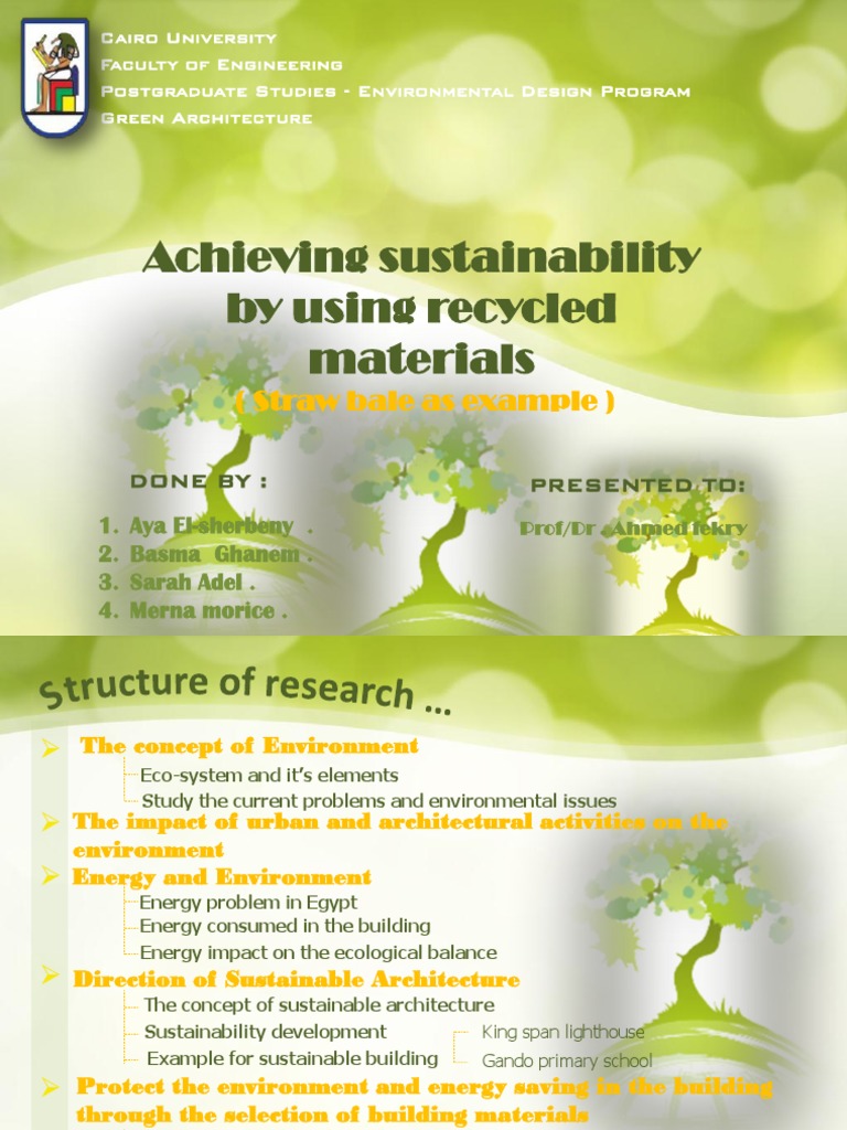 Sustainable Architecture Using Recycled Materials | PDF