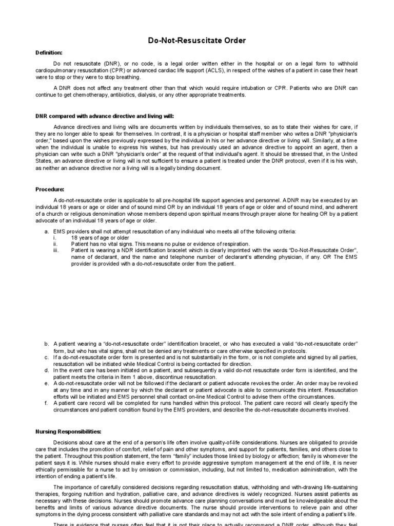 DNR order | Ethics Of Science And Technology | Medical Humanities