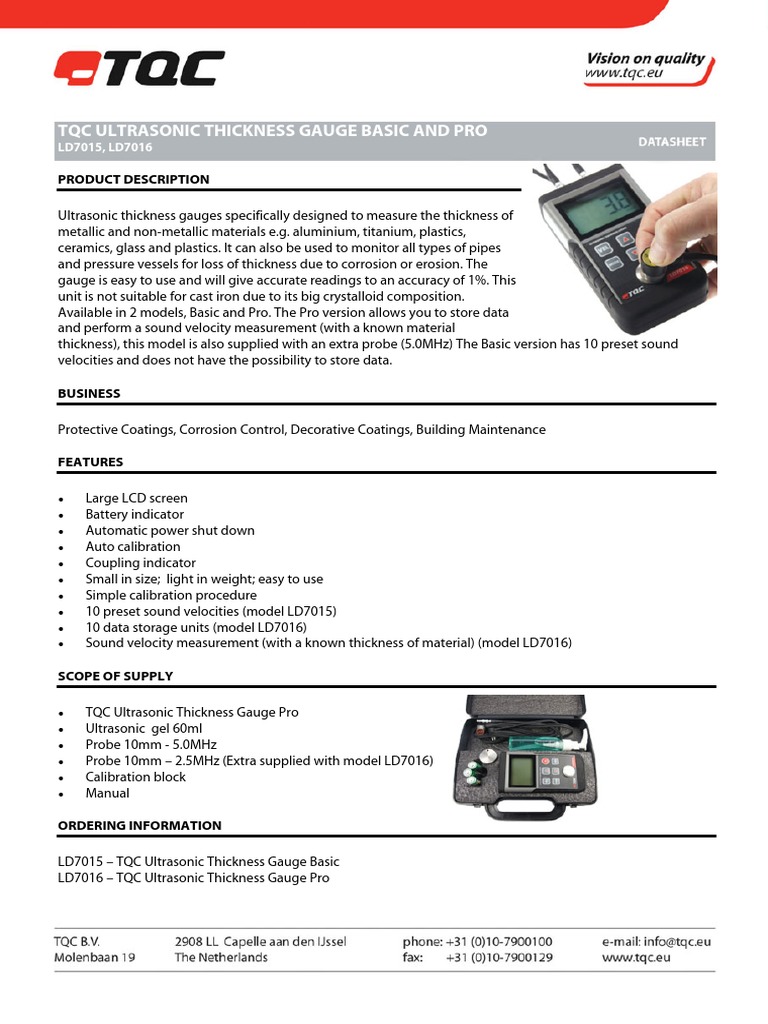 Ultrasonic Thickness Gauge PDF Ultrasound Calibration
