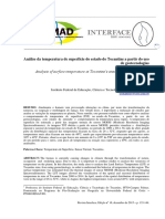 Análise Da Temperatura de Superfície Do Estado Do Tocantins