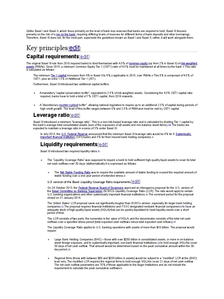 Basel III: Key Banking Regulations | PDF | Finance & Money Management | Law