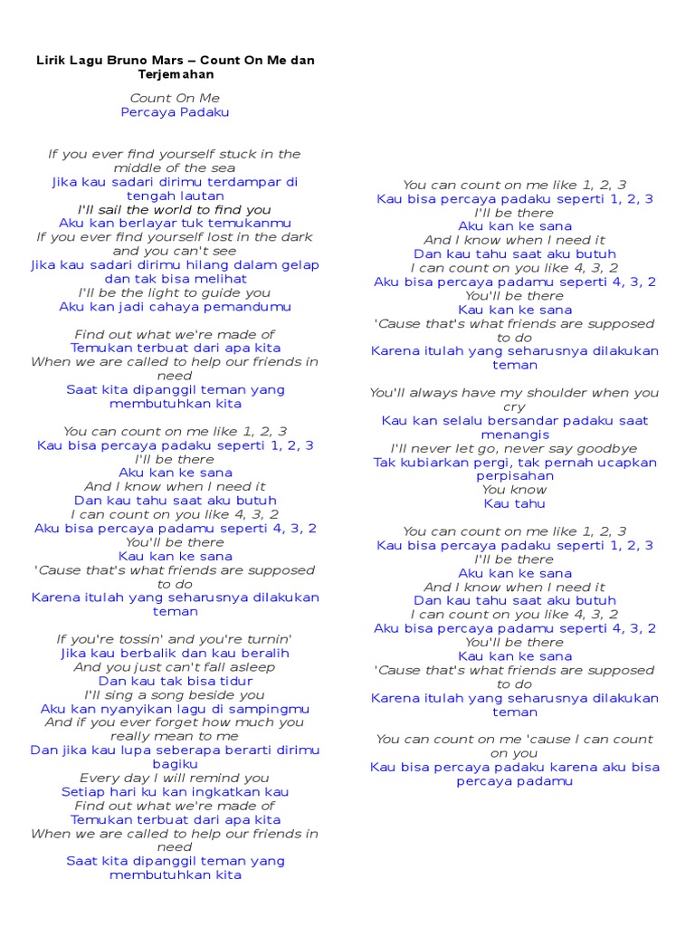 Lirik Lagu Bruno Mars Musik Populer Lagu Amerika