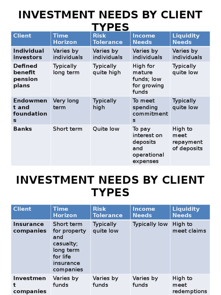 Client Investment Needs Analysis | PDF
