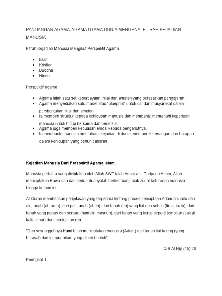 Fitrah Kejadian Manusia Isl Pdf