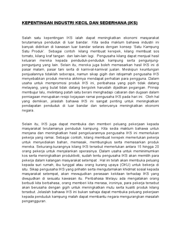 Kepentingan Industri Kecil Dan Sederhana Pdf