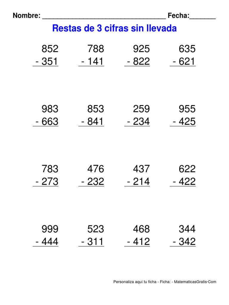 Restas 3 Cifras Sin Llevarpdf
