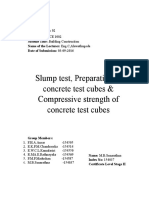 Slump Test, Preparation of Concrete Test Cubes & Compressive Strength of Concrete Test Cubes