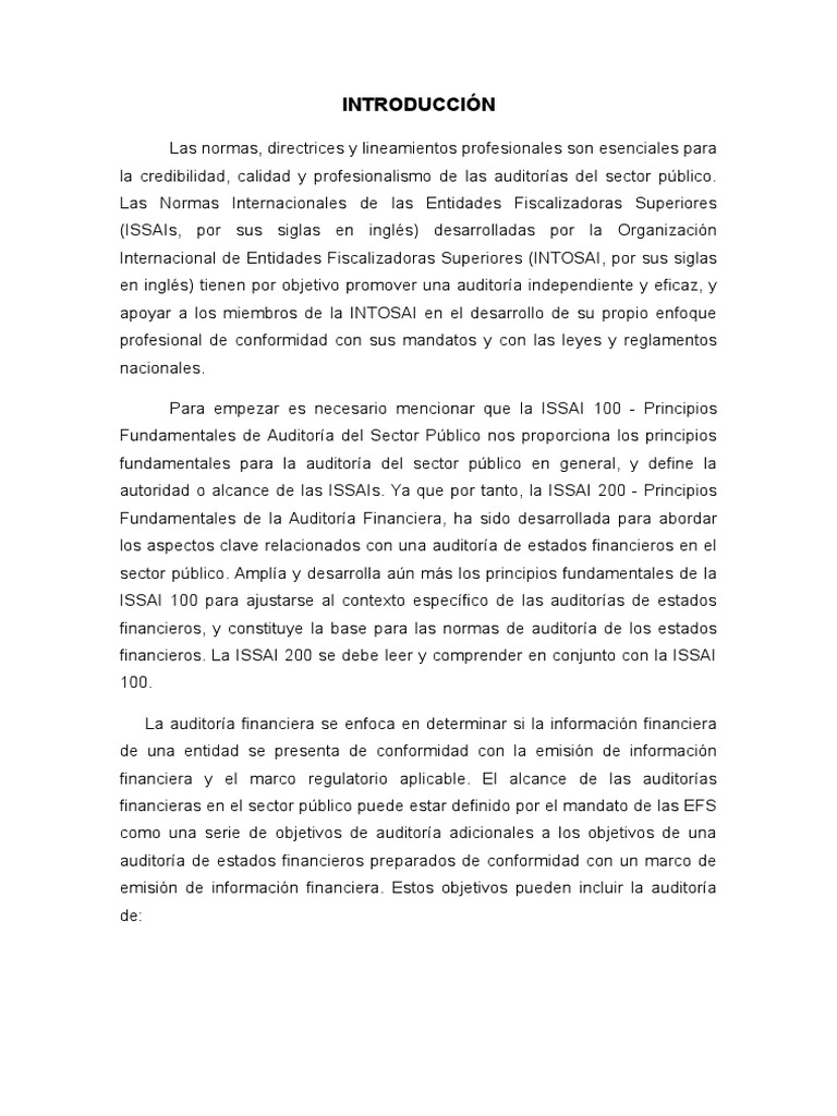 ISSAI 200: Principios de Auditoría Financiera | PDF | Auditoría ...