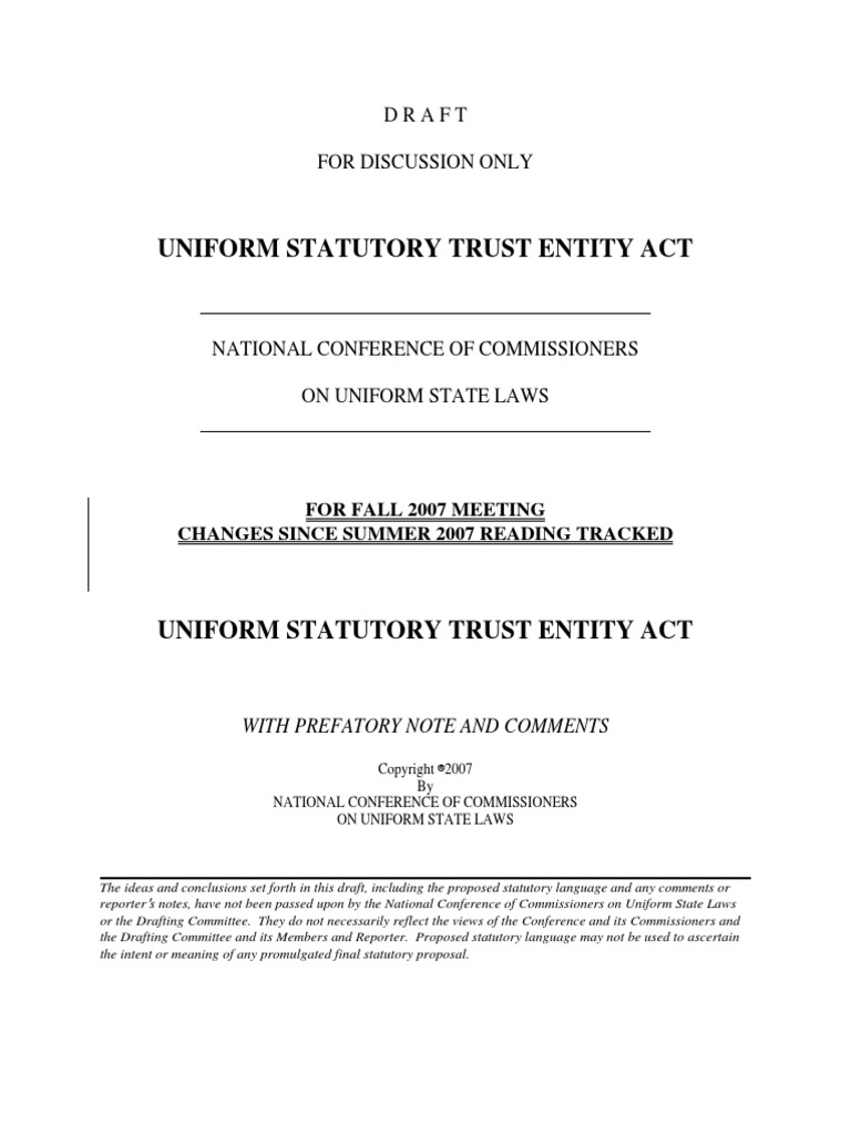 Uniform Statutory Trust Act | PDF | Trust Law | Trustee