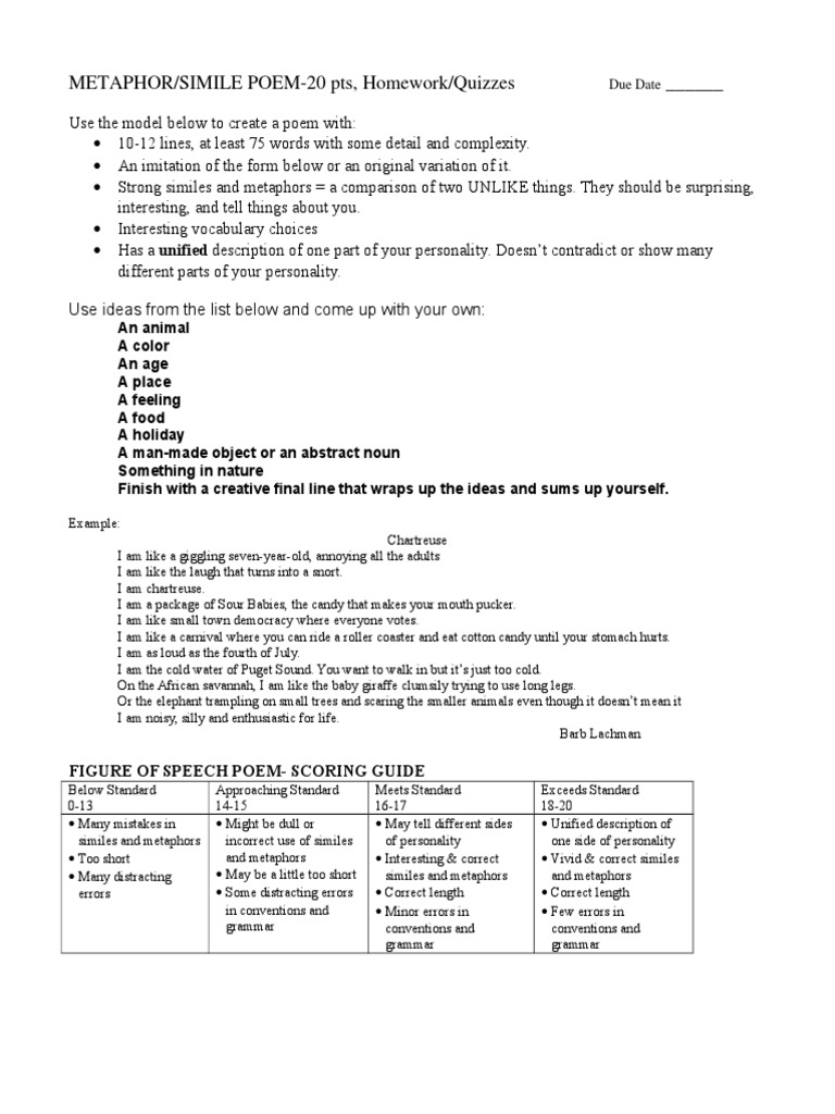 Simile Metaphor Poem