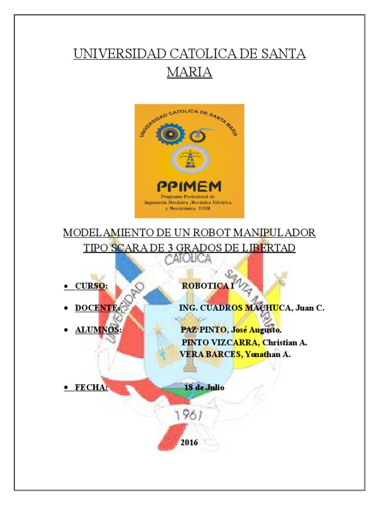 Modelamiento de Robot SCARA 3 GDL | PDF | Robot | Robótica