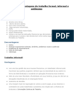 Vantagens e desvantagens do trabalho formal, informal e autônomo