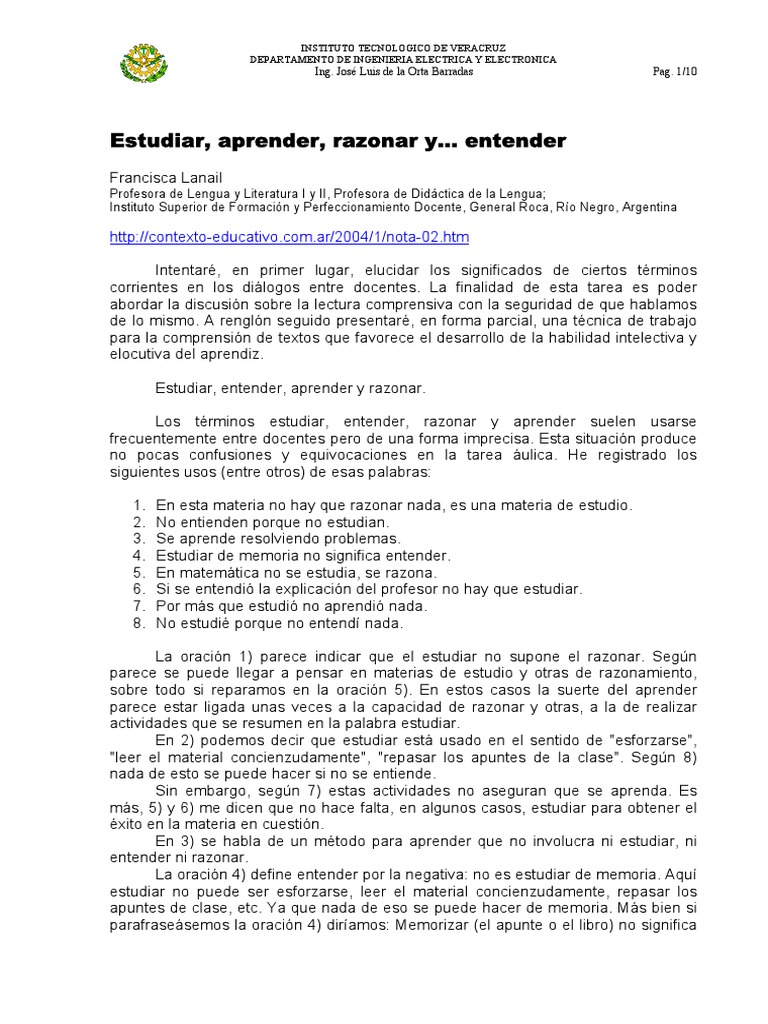 Estudiar, Razonar y Aprender Efectivamente | PDF | Memoria | Palabra