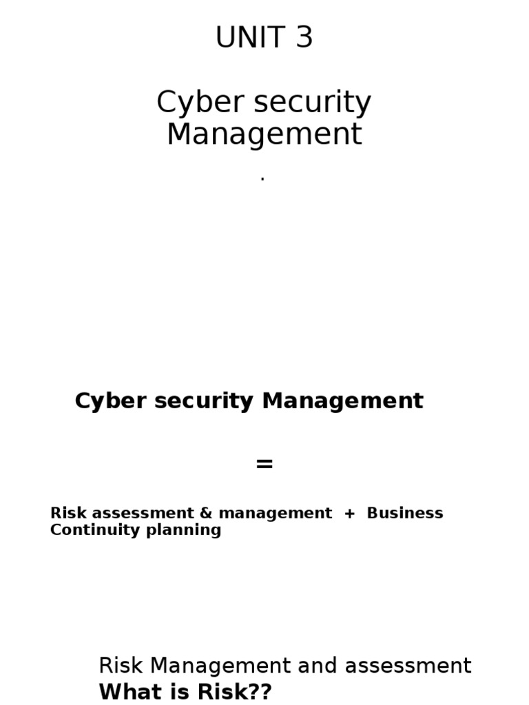 Cyber Security Management | PDF | Risk Management | Business Continuity