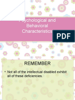 Psychological and behavioral characteristics
