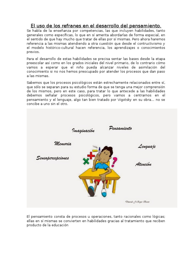 El Uso de Los Refranes en El Desarrollo Del Pensamiento