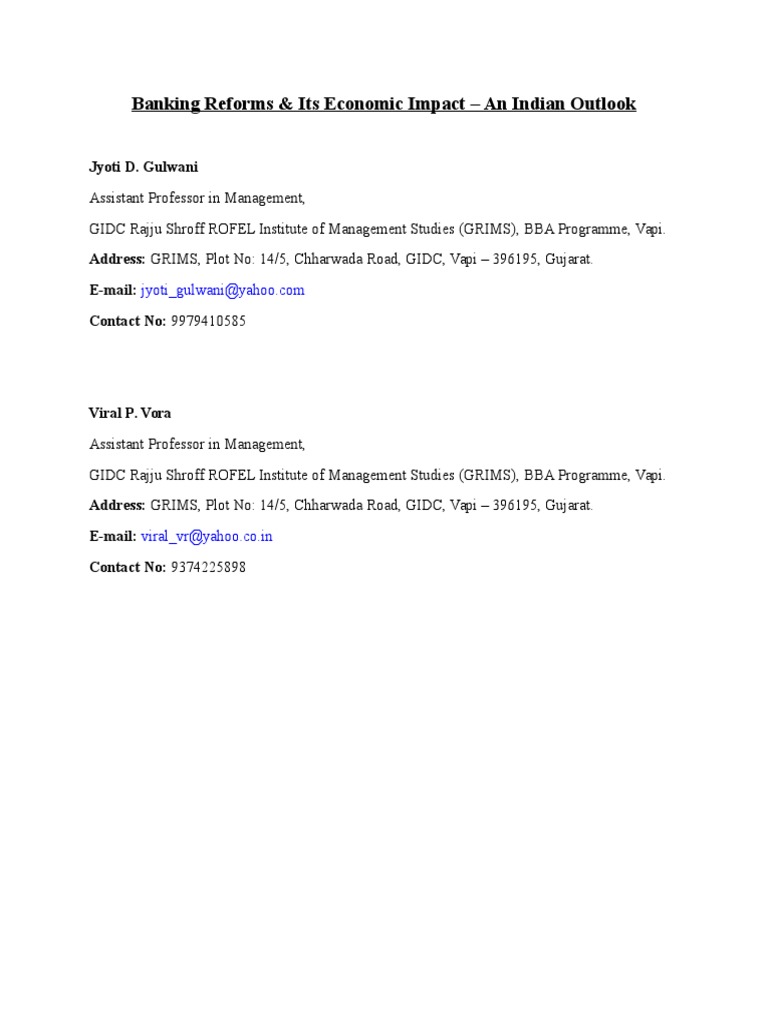 Indian Banking Reforms and Economic Impact | PDF | Economy Of India | Banks