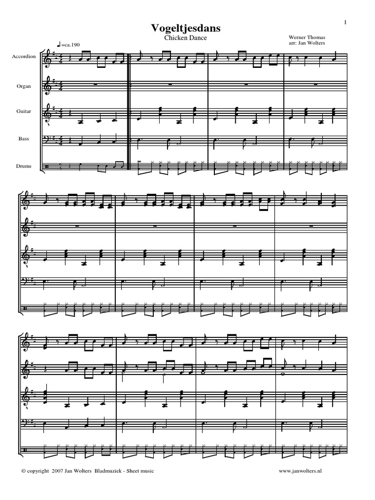 Chicken dance accordion sheet music deals