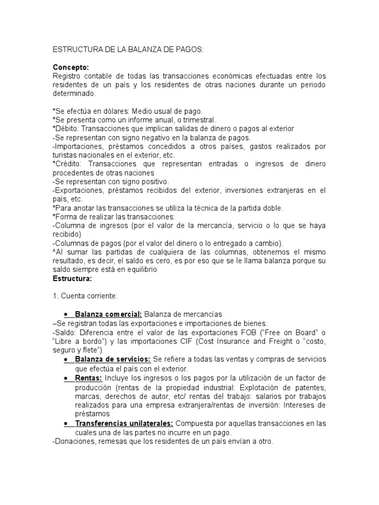 Estructura de La Balanza de Pagos | PDF | Balance de pagos | Negocios ...