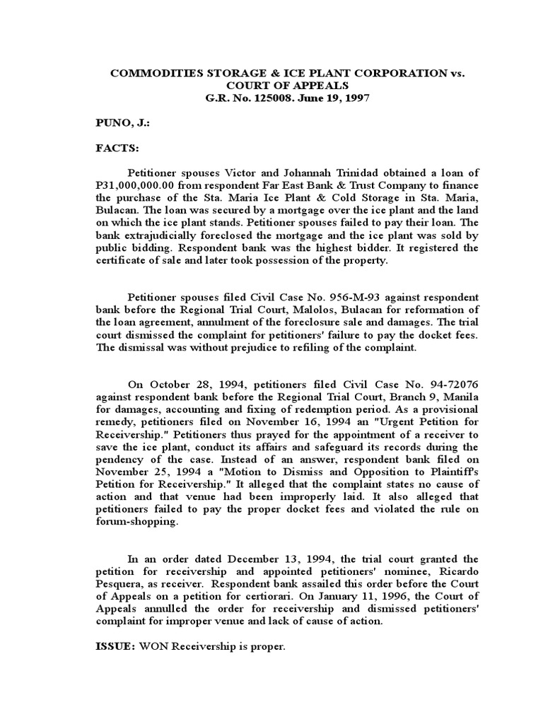 Commodities Storage V CA PDF Judgment (Law) Receivership