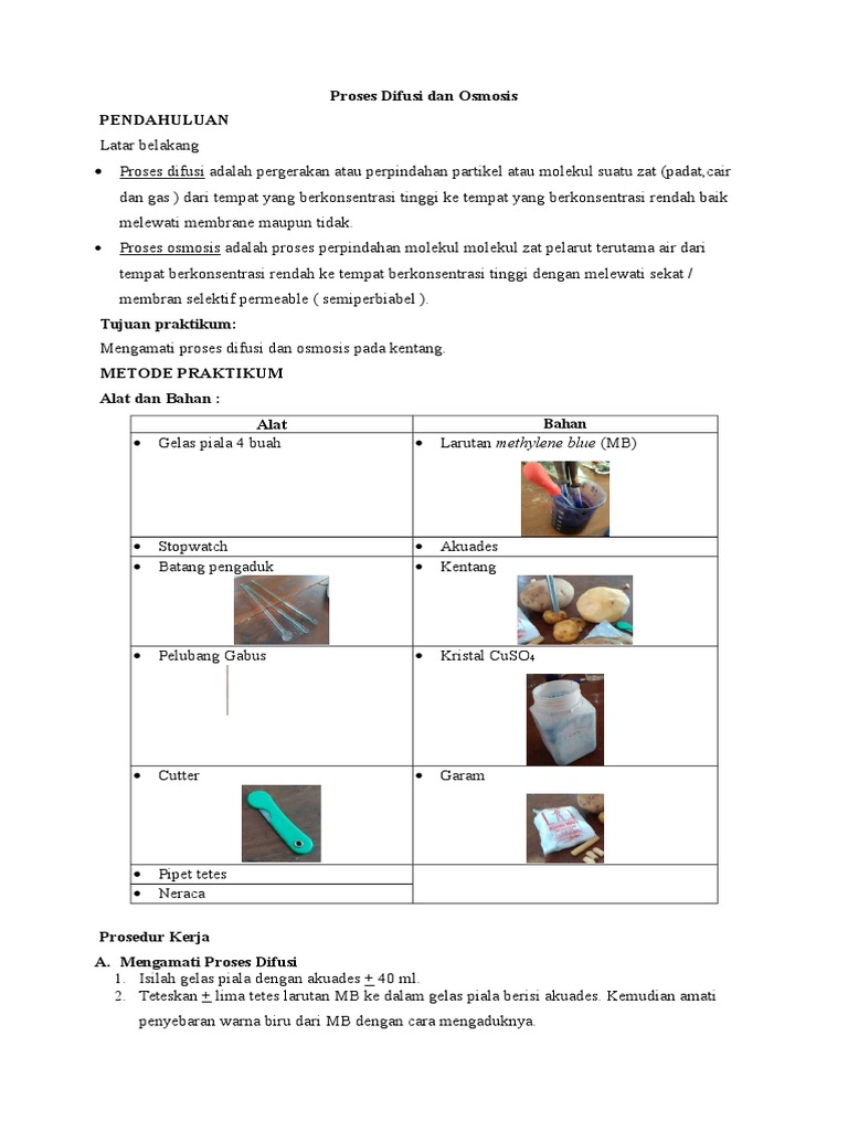 Proses Difusi Dan Osmosis Proses Difusi Dan Osmosis