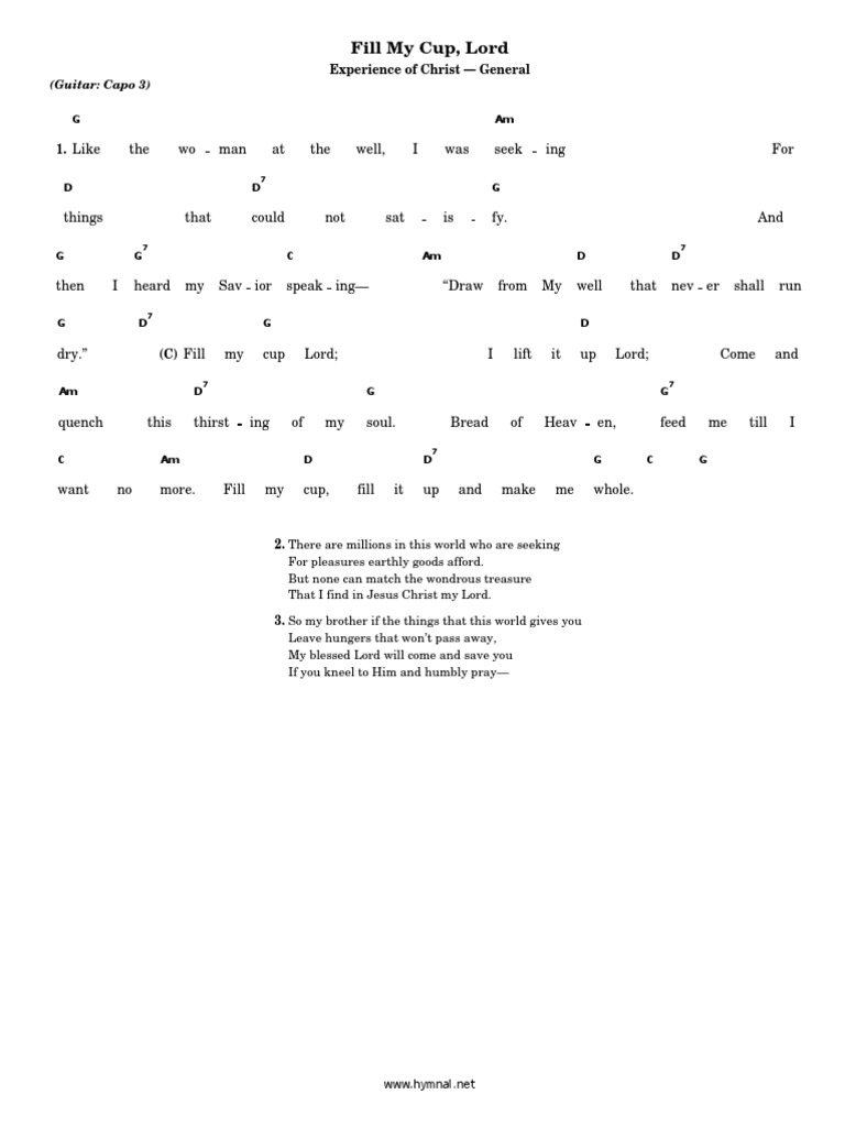 Fill My Cup Lord PDF Christian Behaviour And Experience Religious