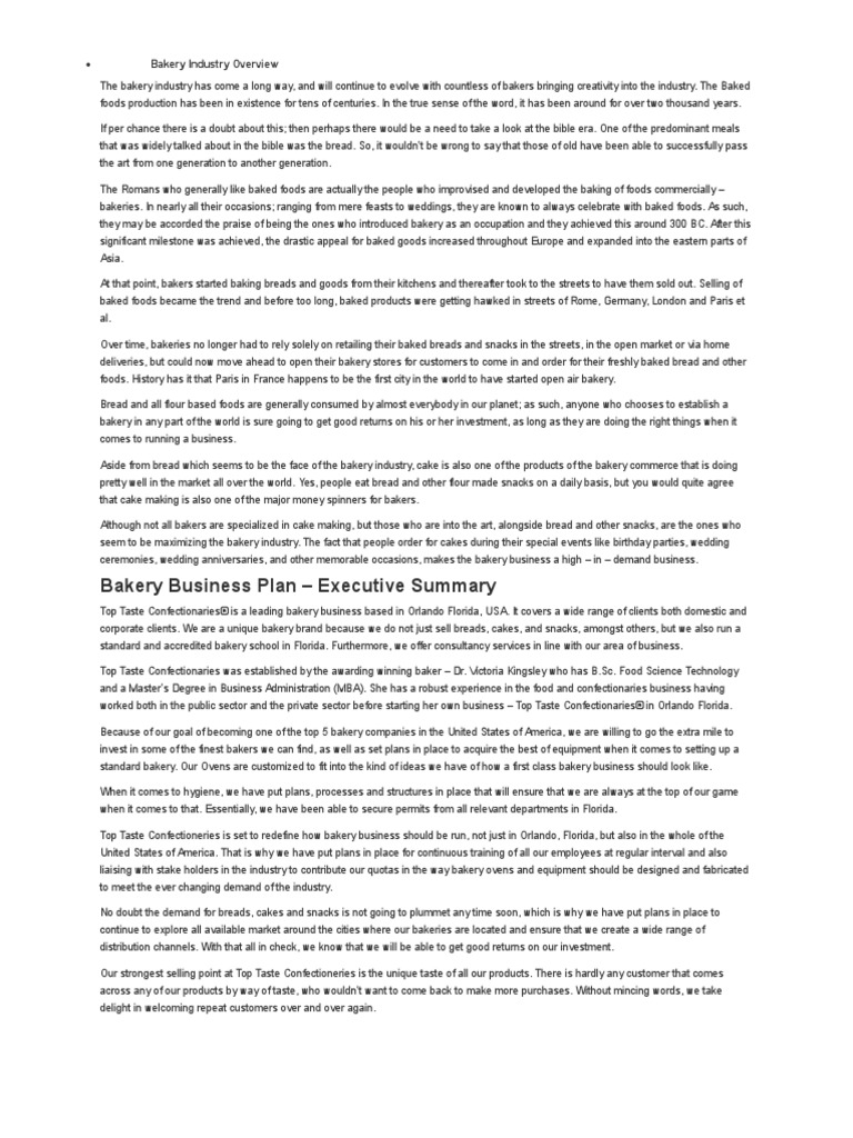 Bakery Industry Overview Download Free PDF Bakery Baking