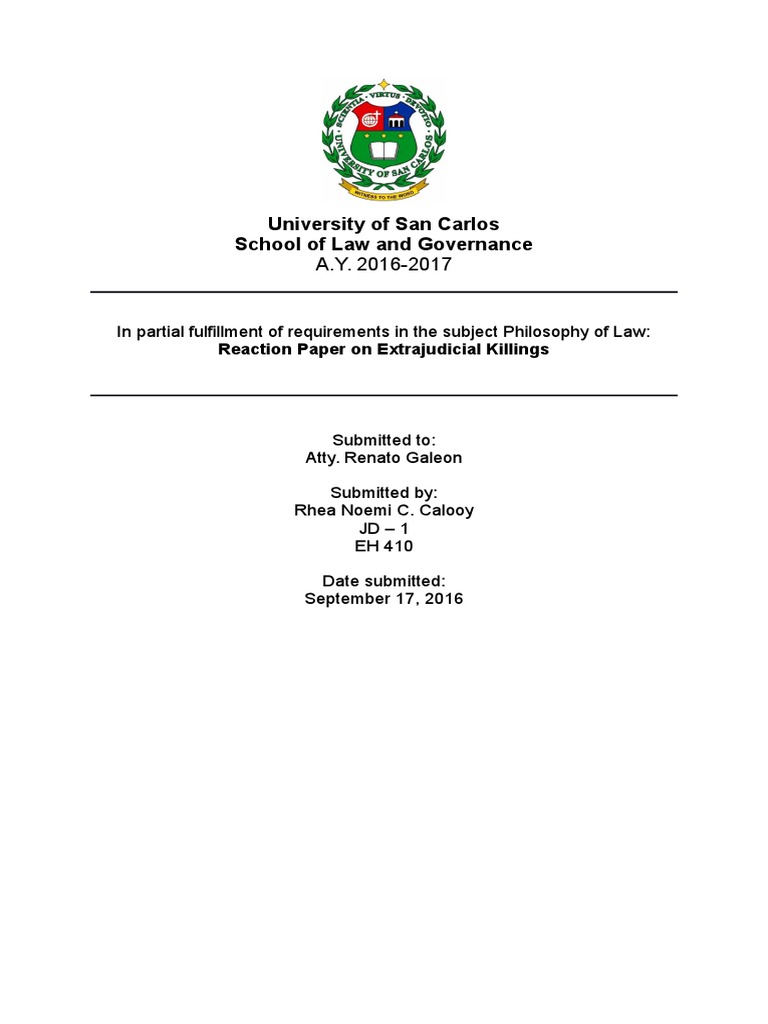 Reaction paper about extrajudicial killing image