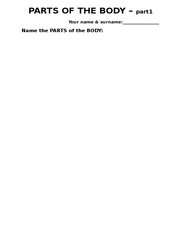 Name The PARTS of The BODY | PDF