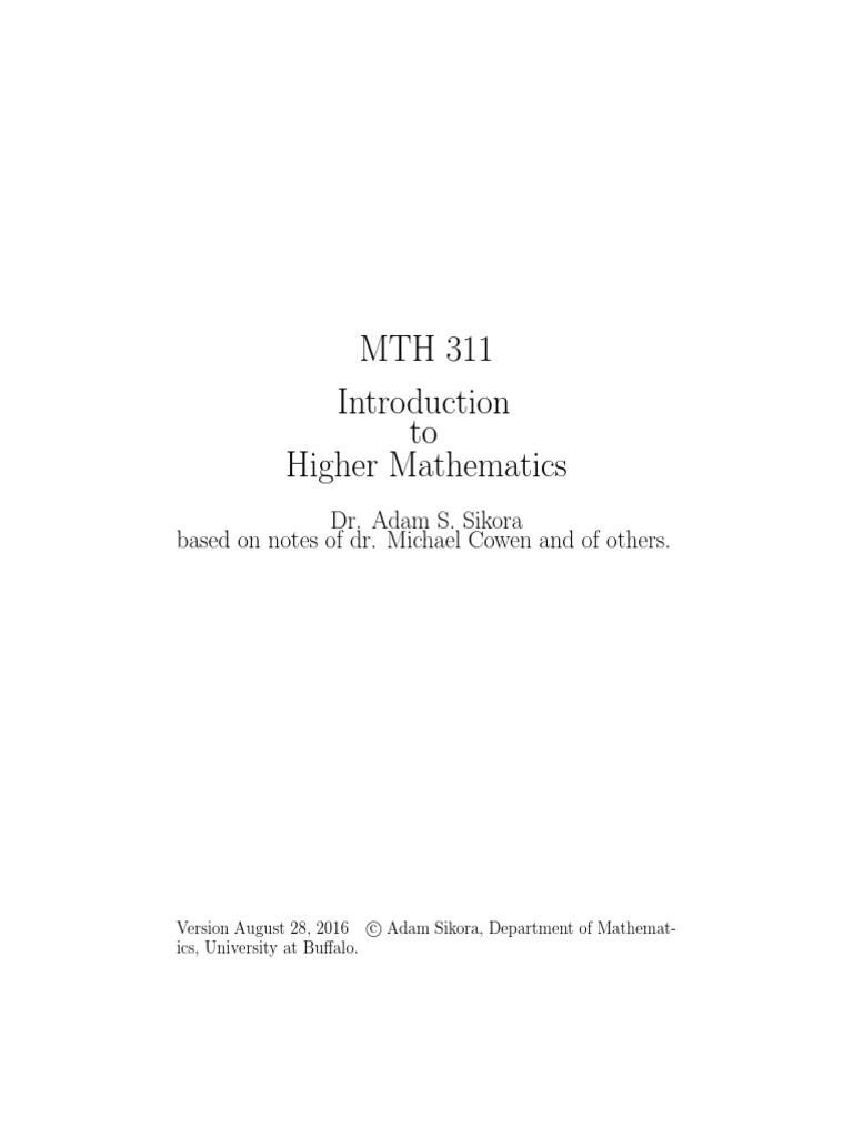 Introduction to Higher Mathematics Concepts | PDF | Teaching Methods ...