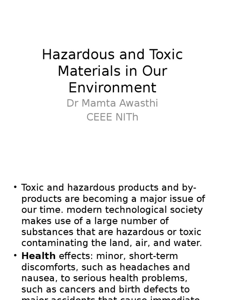 Hazardous and Toxic Materials in Our Environment PDF Hazardous