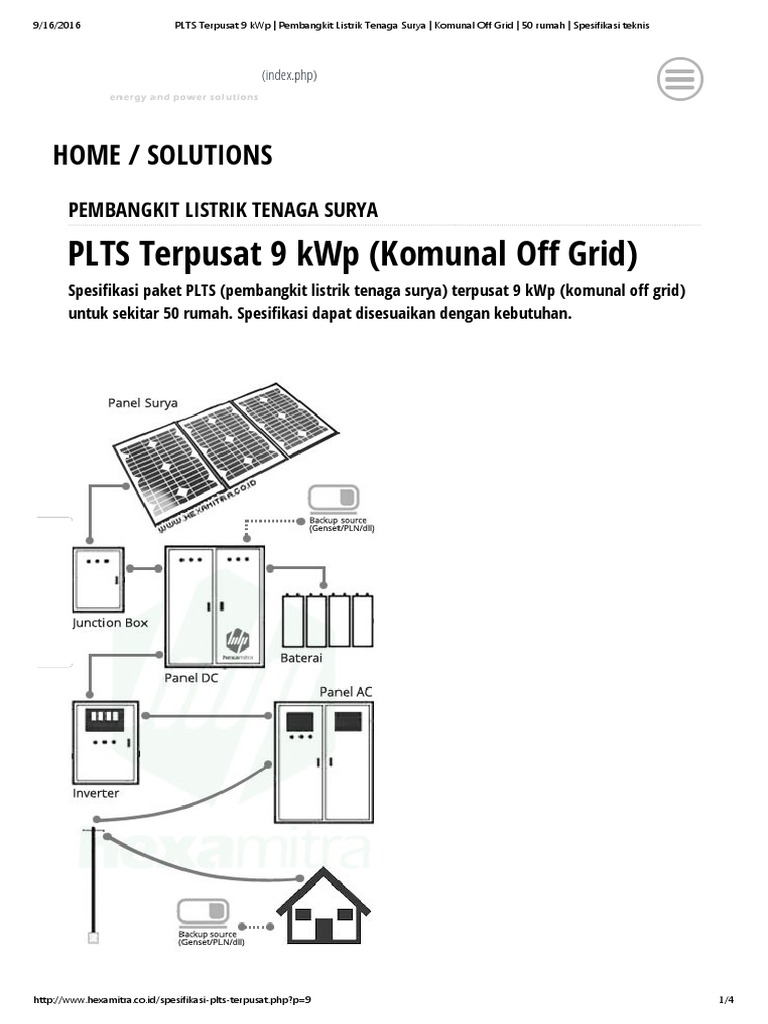 PLTS Terpusat 9 KWP - Pembangkit Listrik Tenaga Surya - Komunal Off ...