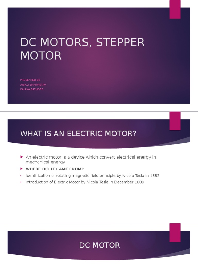 DC and Stepper Motors Guide | PDF | Electric Motor | Manufactured Goods
