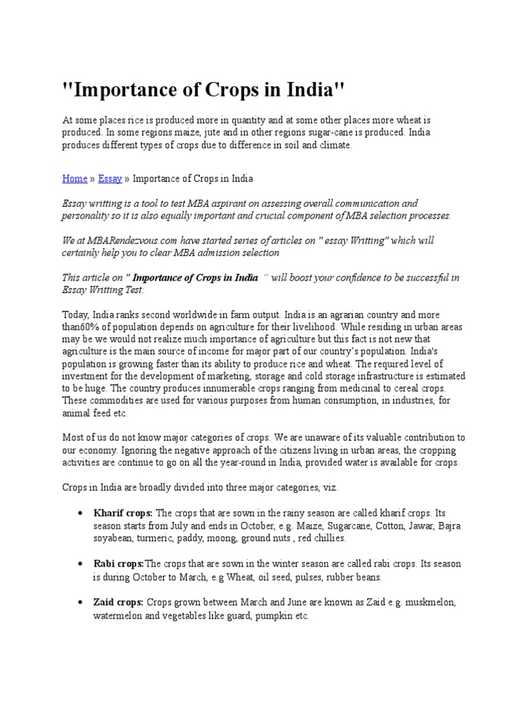 Importance of Crops in India | PDF | Jute | Agriculture