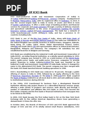 Introduction Of Icici Bank Corporate Law Economy Of India