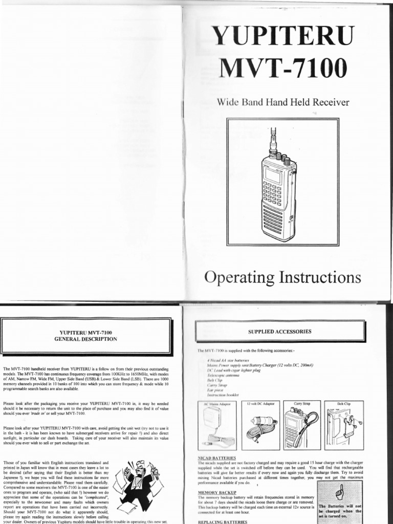 Scanner Radio Yupiteru MVT 7100 Wide Band Hand Held Receiver Operating