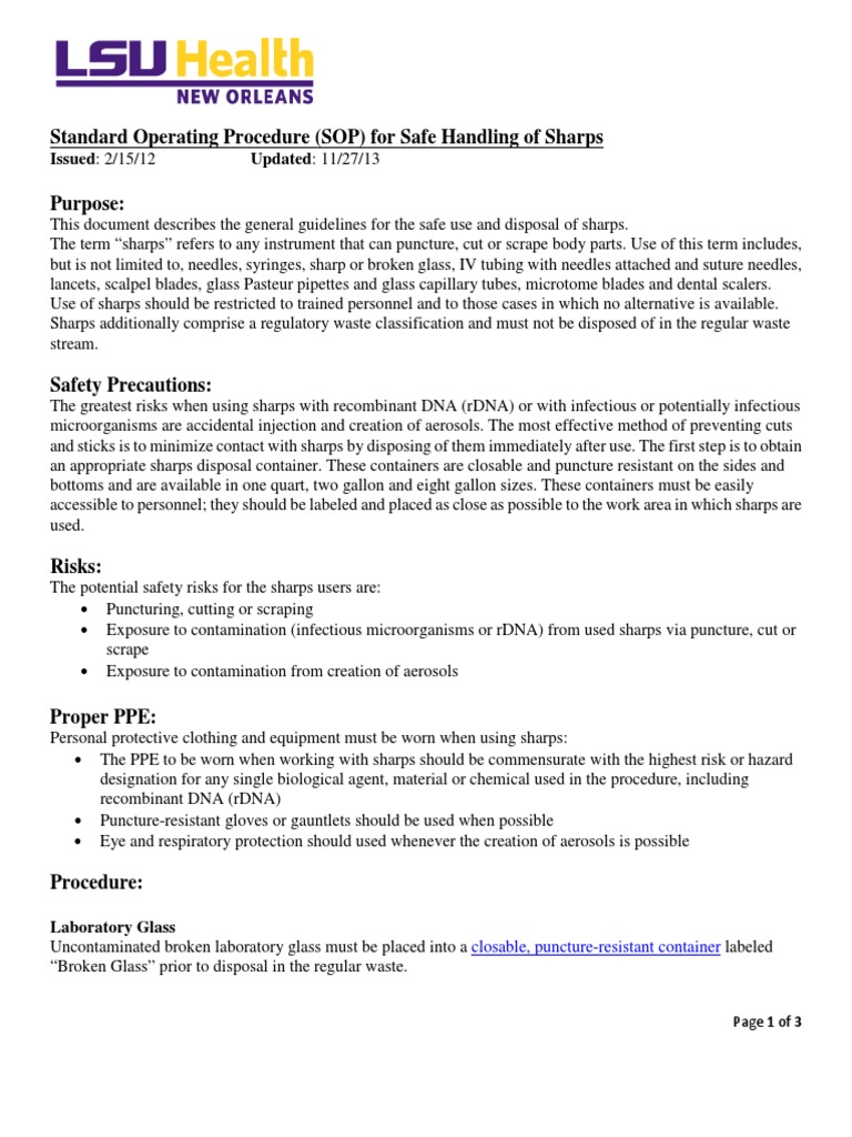 Proper Handling and Disposal of Sharps Guidelines for Minimizing Risk