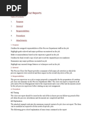 Process Closeout