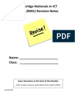 Cambridge Nationals in ICT Unit 1 (R001) Revision Notes: Exam Questions at The Back of This Booklet