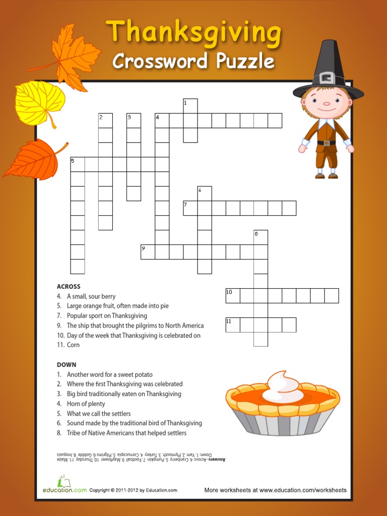 Thanksgiving crossword puzzle 4 | pdf | thanksgiving | cuisine
