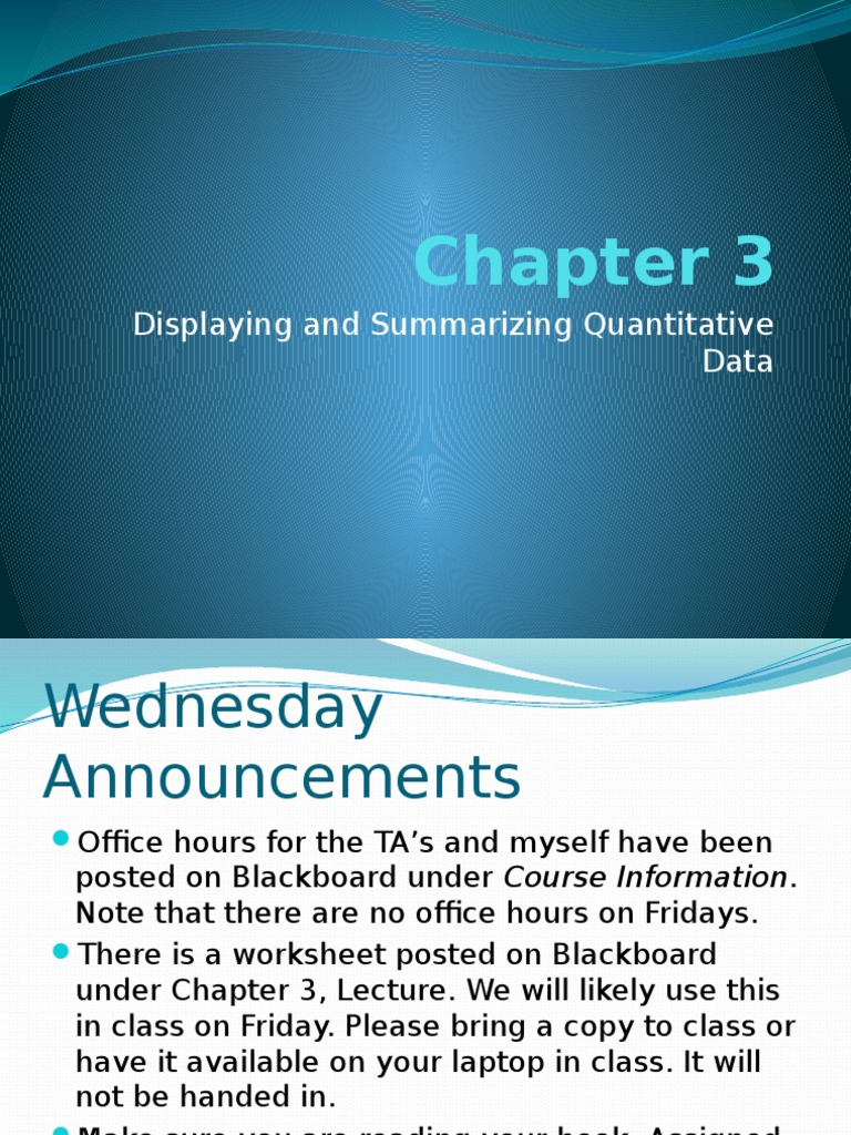 Displaying and Summarizing Quantitative Data | PDF | Robust Statistics ...