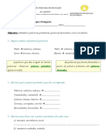 Língua Portuguesa - Identificar palavras primitivas e derivadas