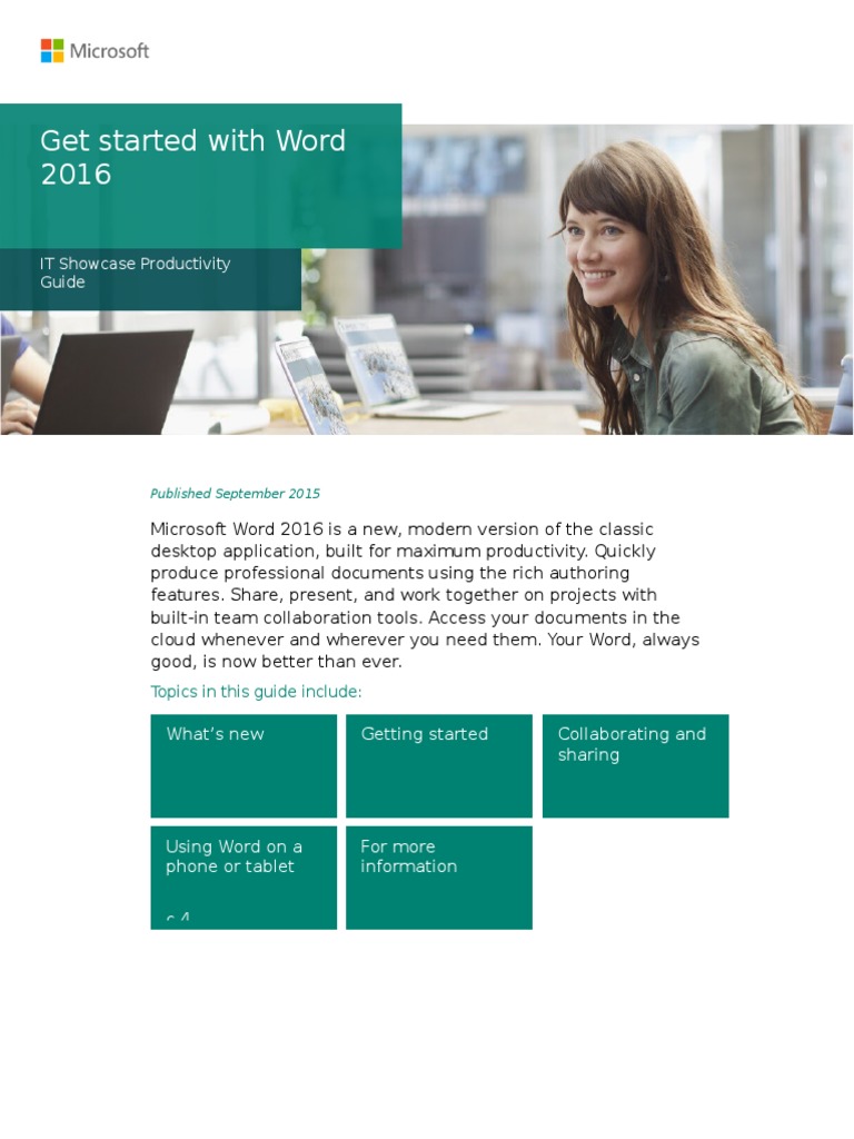 Get Started With Word 2016: IT Showcase Productivity Guide | PDF
