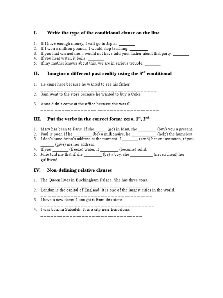 Conditional Clauses and Exercises Guide | PDF